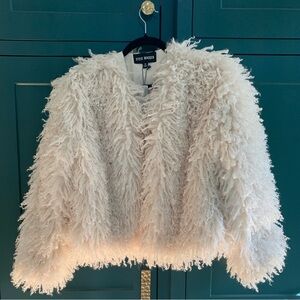 BRAND NEW Steve Madden Leites Faux Fur oversized Jacket in cream